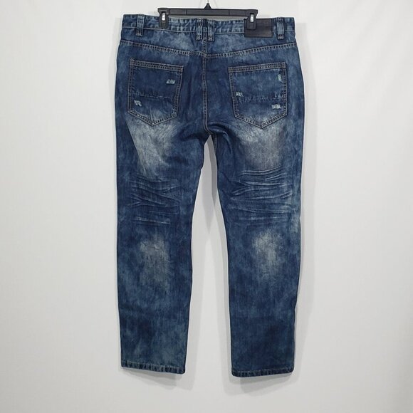 Smoke Rise  Distressed Bleached Jeans  Men's 42 X 32  Straight Leg  Relaxed - Picture 6 of 7